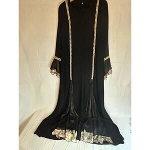 Palestine Indian Dress Attire Embellished Lace Custom EUC Black Gold Medium Wmn